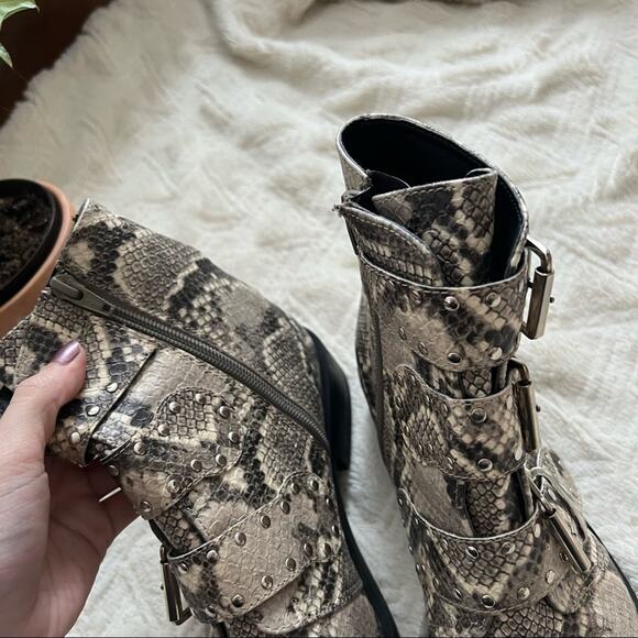 Steven by Steve Madden Harmon Snakeskin Triple Buckle Boots - Picture 9 of 11